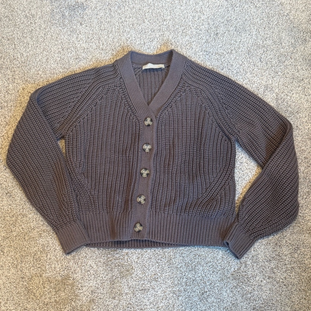 Everlane Texture Cotton Cardigan Gray Small